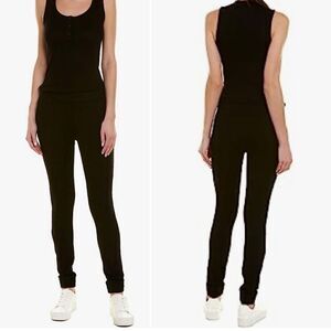 MONROW Women’s Black Button Tank Jumpsuit sz S